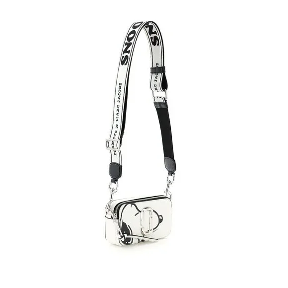 Marc Jacobs x Peanuts Snoopy The Snapshot Logo Plaque Crossbody Bag White OS - Picture 9 of 14